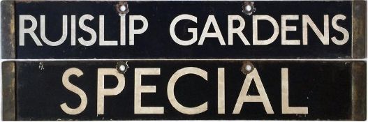 London Underground Standard (1920s) Tube Stock enamel DESTINATION PLATE for Ruislip Gardens/