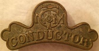 North Metropolitan Tramways Company CAP BADGE issued to tram conductors on this horse-drawn system