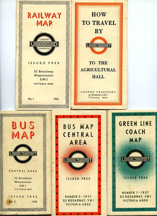 Selection of 1930s London Transport POCKET MAPS comprising No 1, 1935 Beck Underground diagram ( - Image 2 of 4