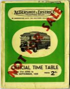 1939 Aldershot & District Traction Co Ltd official TIMETABLE BOOKLET 'in association with the