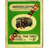 1939 Aldershot & District Traction Co Ltd official TIMETABLE BOOKLET 'in association with the