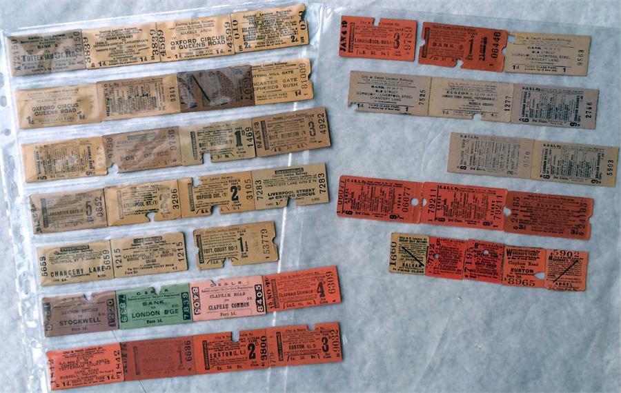 Selection of pre-LPTB London Underground TICKETS titled Central London Railway and City & South