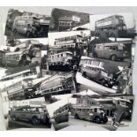 Quantity of London Bus postcard-size b&w PHOTOGRAPHS from the 1920s/30s. Mainly London General,