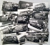 Quantity of London Bus postcard-size b&w PHOTOGRAPHS from the 1920s/30s. Mainly London General,
