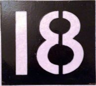 London Tram ROUTE NUMBER STENCIL PLATE from an E/1-class tram for route 18 which ran from Purley