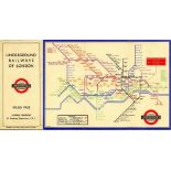 1934 London Underground 'Railways of London' POCKET MAP. An early H C Beck diagrammatic card map