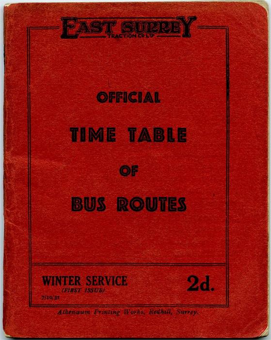 East Surrey Traction Co Ltd "OFFICIAL TIMETABLE OF BUS ROUTES - Winter Service, (First Issue) 7/10/ - Image 4 of 4