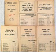 WW2 London Transport Green Line TIMETABLE LEAFLETS dated October 1940 in respect of the (