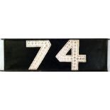 London Tram ROUTE NUMBER STENCIL PLATE for route 74 which ran from Blackfriars to Grove Park and was
