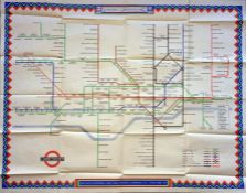 Original 1946 London Underground POSTER MAP by H C Beck (whose names appears on the River Thames!)