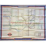 Original 1946 London Underground POSTER MAP by H C Beck (whose names appears on the River Thames!)