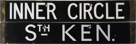 London Underground O/P/Q-Stock enamel DESTINATION PLATE for 'Inner Circle' and Sth Ken as used on