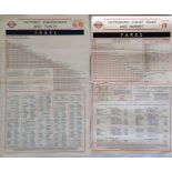 London Transport Tramways paper FARECHARTS of the smaller size for Feltham-type trams comprising