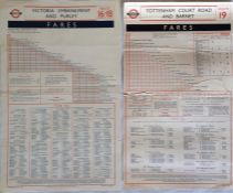 London Transport Tramways paper FARECHARTS of the smaller size for Feltham-type trams comprising