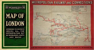 Early 1930s Metropolitan Railway MAP OF LONDON from the series of Underground maps produced by