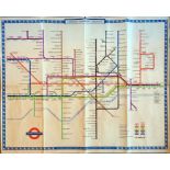 1950 London Transport Underground quad-royal POSTER MAP designed by H C Beck. With a print-code of