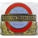 London Transport 1960s Senior Tour Guide's CAP BADGE with gold finish and raised infills as issued