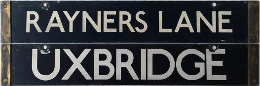 London Underground Standard (1920s) Tube Stock enamel DESTINATION PLATE for Rayners Lane &
