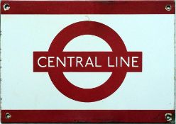 London Underground 1950s/60s enamel STATION FRIEZE PLATE for the Central Line with the line name