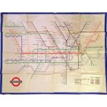 1940 London Transport Underground quad-royal POSTER MAP designed by H C Beck. A war-time issue which