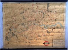 London Transport Tramways POSTER MAP dated May 1935 but designed in 1934 and showing the first