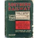 1938 Southern Railway 'Standard Timetables' TIMETABLE BOOK 'including summaries of principal