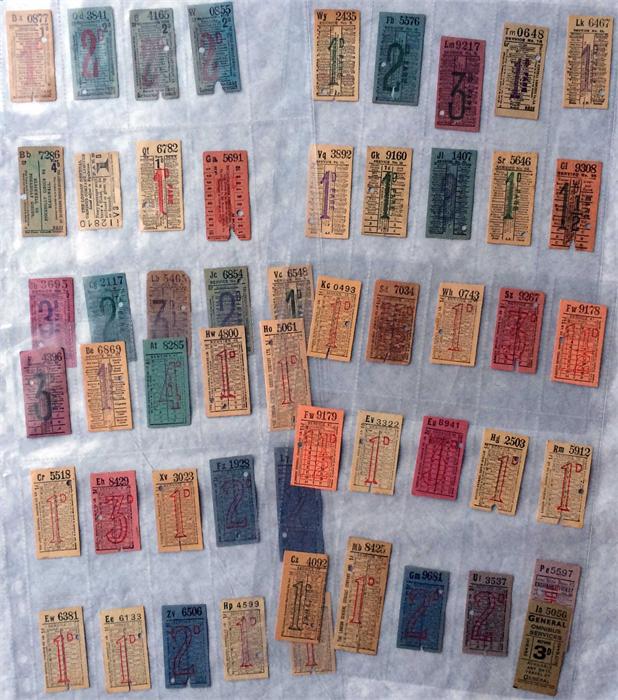 Selection of London Road Car and London General Omnibus Co PUNCH TICKETS of the geographical type