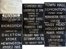 London Transport TROLLEYBUS DESTINATION BLIND from Edmonton Depot dated 22.5.59 and for the front