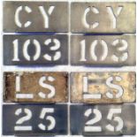 London Transport Country Buses GARAGE ALLOCATION STENCIL PLATES & RUNNING NUMBERS comprising a