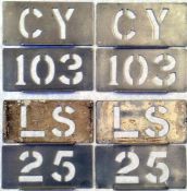 London Transport Country Buses GARAGE ALLOCATION STENCIL PLATES & RUNNING NUMBERS comprising a