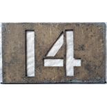 LCC/London Transport tramways metal ROUTE NUMBER STENCIL PLATE for service 14 which ran from