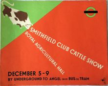Original 1938 London Transport PANEL POSTER 'Smithfield Club Cattle Show, Royal Agricultural Hall'