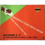 Original 1938 London Transport PANEL POSTER 'Smithfield Club Cattle Show, Royal Agricultural Hall'