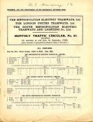 1922 Metropolitan Electric, London United & South Metropolitan Electric Tramways TRAFFIC CIRCULAR No