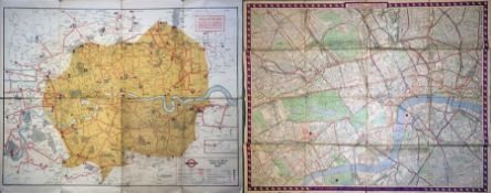 London Transport POSTER MAPS comprising a 1937 Tram & Trolleybus map (32" x 26", 82cm x 66cm) and