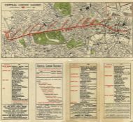 c1902 Central London Railway fold-out POCKET MAP produced by the "Tuppenny Tube" to promote its