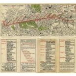 c1902 Central London Railway fold-out POCKET MAP produced by the "Tuppenny Tube" to promote its