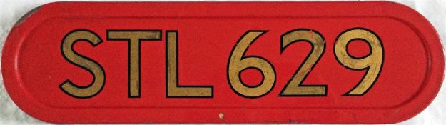 London Transport STL-type bus BONNET PLATE (fleet number) from STL 629, a 'standard' STL (9STL5)