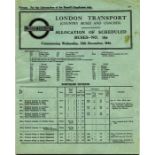 WW2 London Transport Country Buses and Coaches ALLOCATION OF SCHEDULED BUSES, No 16a, effective 13