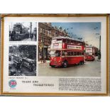 WW2 POSTER 'London's Transport No 4 - Trams and Trolleybuses'. Size 19" x 14" (48cm x 36cm). One