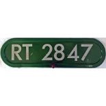 London Transport RT-type bus BONNET PLATE (fleet number) from RT 2847. This number was originally