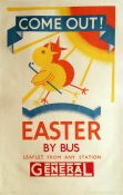 Original 1931 London General Omnibus Co (Underground Group) double royal POSTER 'Come Out! Easter by