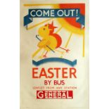 Original 1931 London General Omnibus Co (Underground Group) double royal POSTER 'Come Out! Easter by