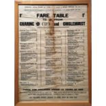 1920s London independent ('pirate') bus operator's FARECHART ('Fare Table') POSTER for route 1F
