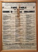 1920s London independent ('pirate') bus operator's FARECHART ('Fare Table') POSTER for route 1F