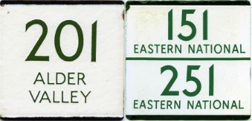 London Transport bus stop enamel E-PLATES for Alder Valley route 201 (Basingstoke to Heathrow) and