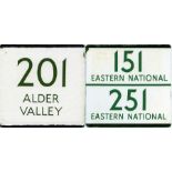 London Transport bus stop enamel E-PLATES for Alder Valley route 201 (Basingstoke to Heathrow) and