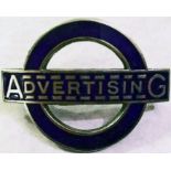 1930s London Transport Advertising Department CAP BADGE as issued to bill-posters on the bus and