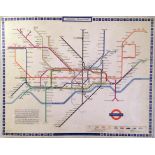 1969 London Underground small POSTER MAP officially mounted on soft board by London Transport for