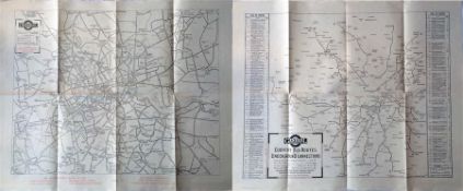 1920 London General Omnibus Co double-sided MAP of 'Roads served by Motor-buses' with 'Country Bus